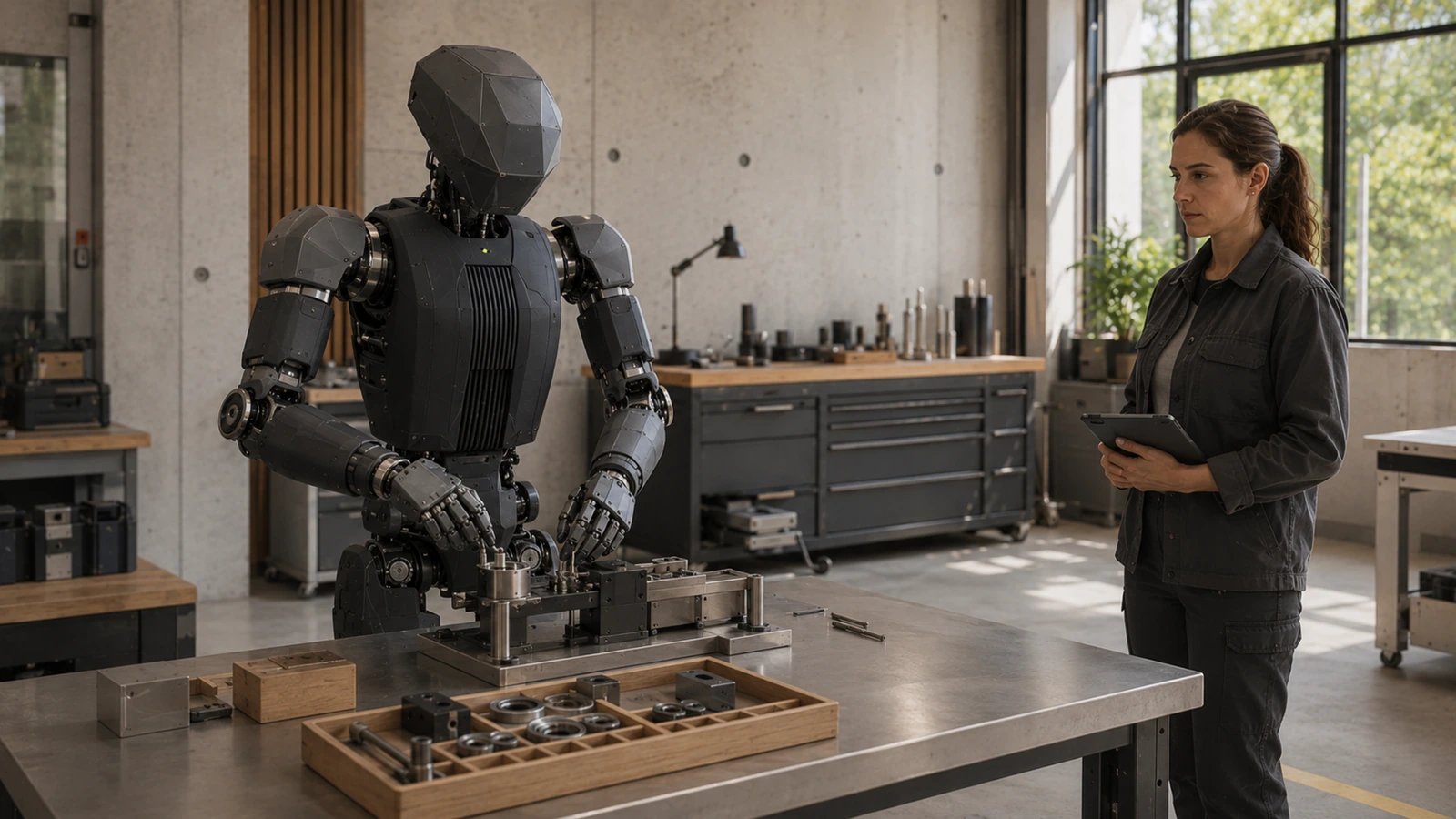 Über die Schulter eines Ingenieurs auf den 4NE1-Roboter, Mensch und Maschine kooperieren