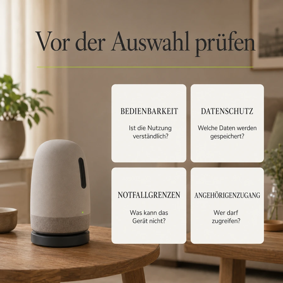 Close-up einer älteren Hand am Companion-Roboter im warmen Licht