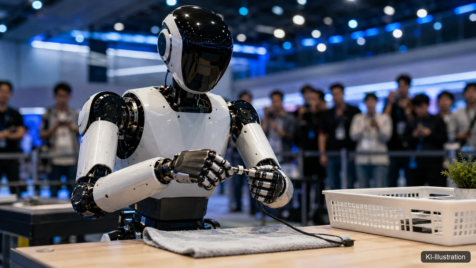 Roboterhand greift einen Alltagsgegenstand bei einem Geschicklichkeitstest