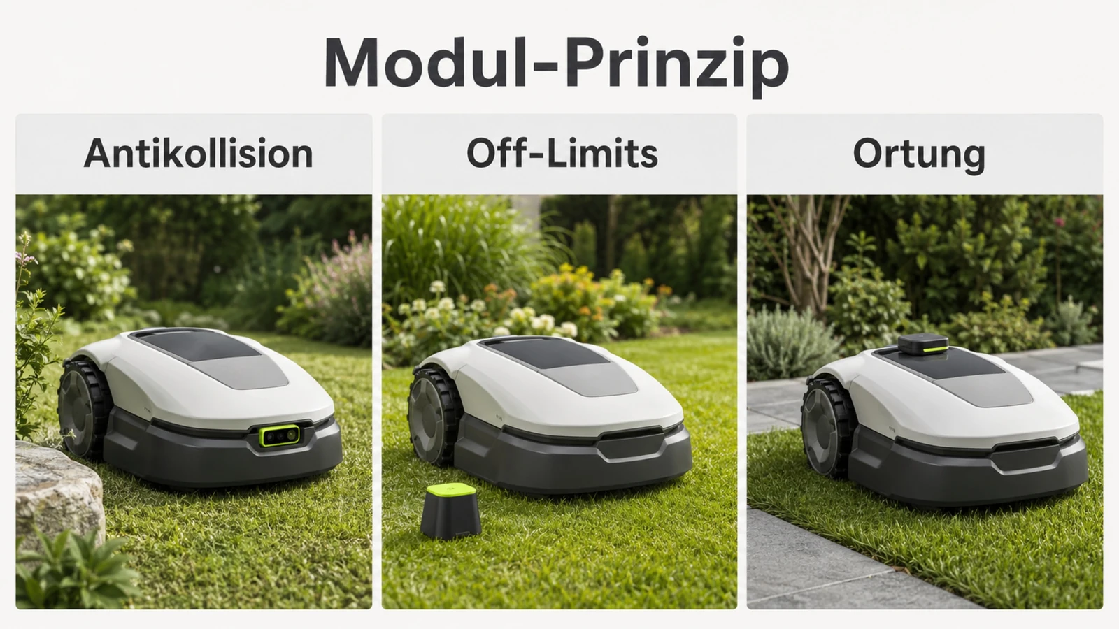 Infografik zum Modul-Prinzip: Antikollision, Off-Limits und Ortung