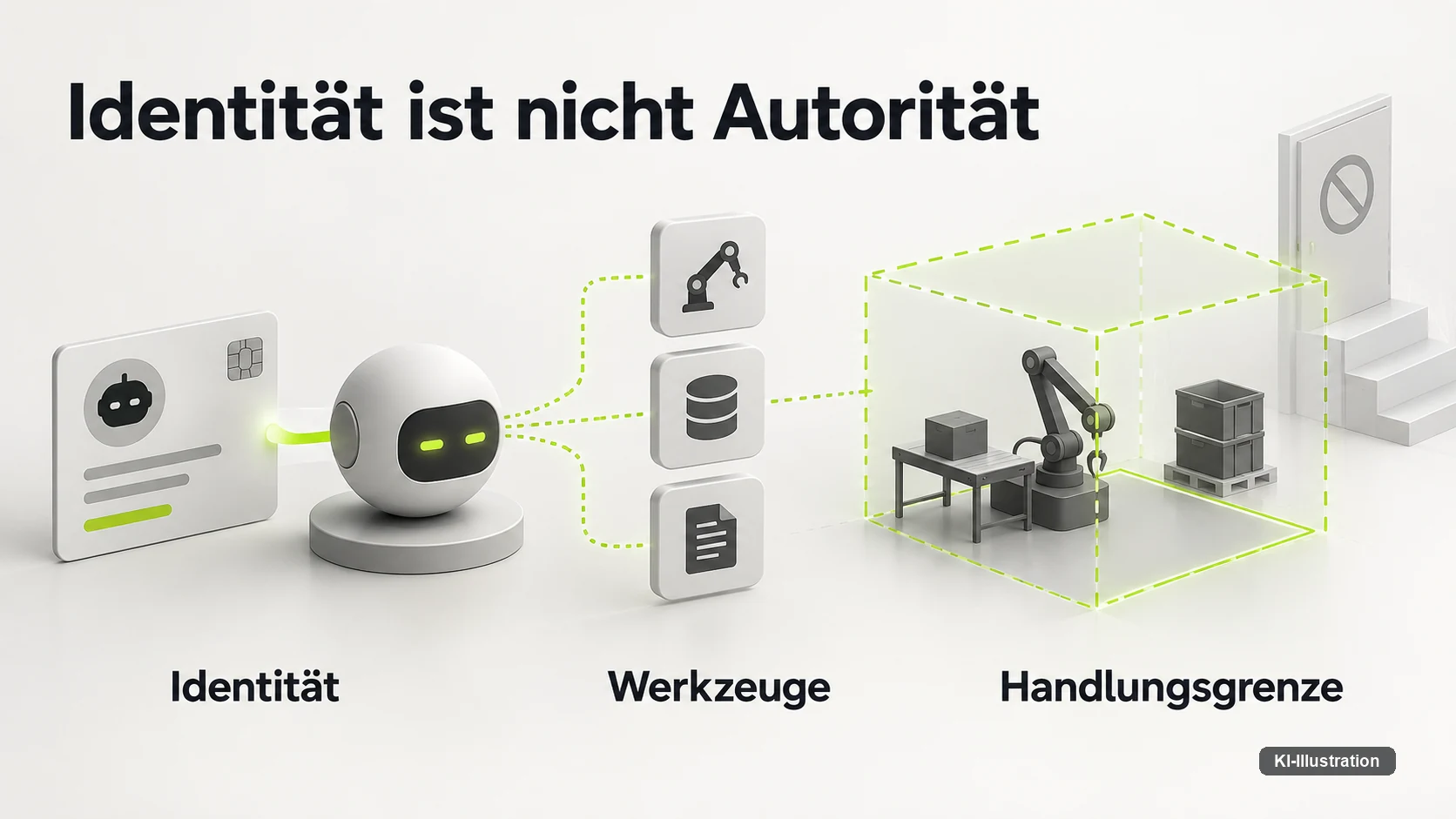 Zu wissen, welcher Agent handelt, beantwortet nicht, wofuer er handeln darf — Identitaet und Handlungsbefugnis sind getrennte Fragen.