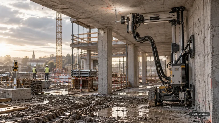 Baurobotik-Marktkarte: sieben Schichten vom Bagger bis zum Betondrucker