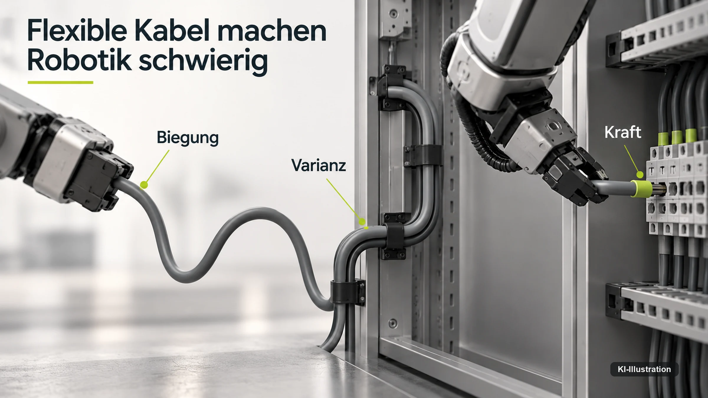 Drei physische Herausforderungen bei der robotischen Kabelhandhabung.