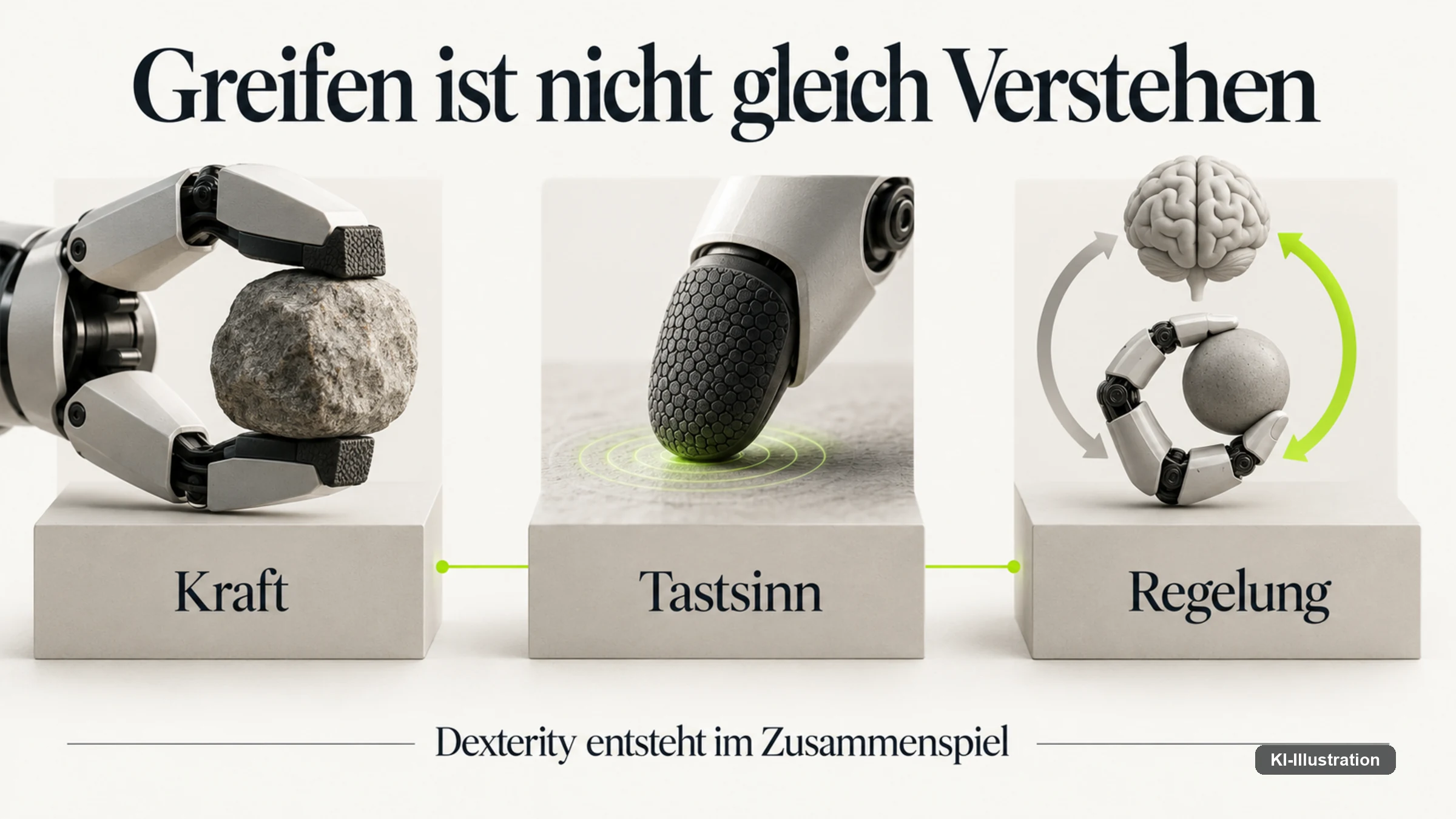 Dreiklang Kraft, Tastsinn und Regelung als Grundlage von Dexterity.