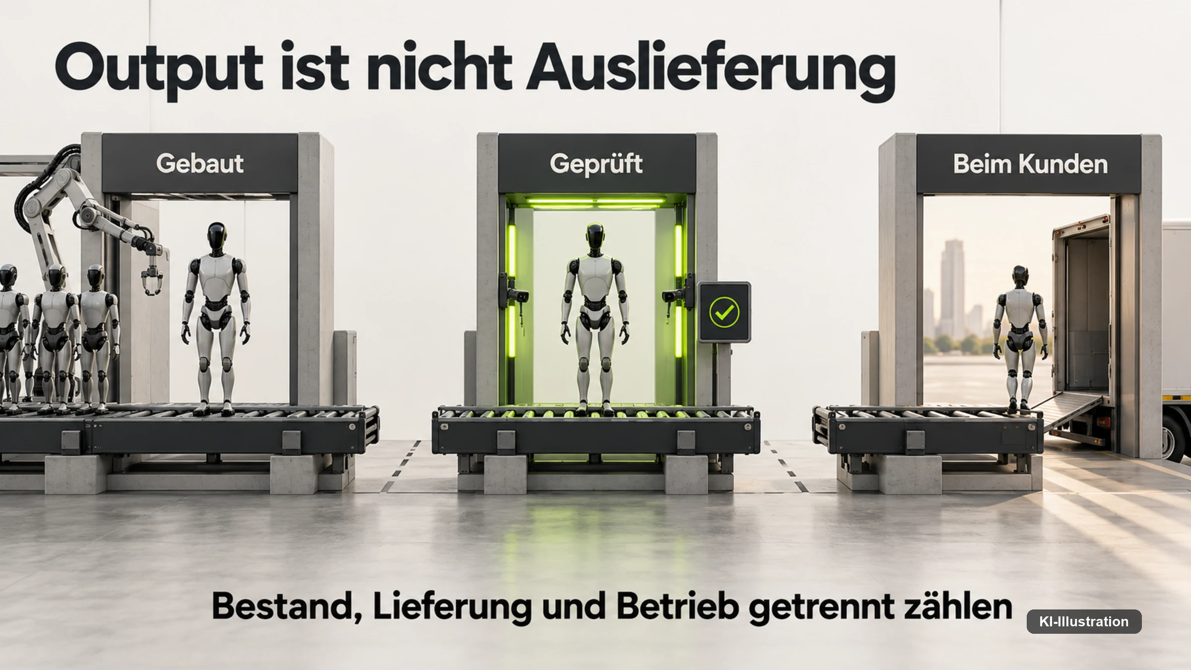 Drei getrennte Stufen: gebaut, geprüft, beim Kunden.
