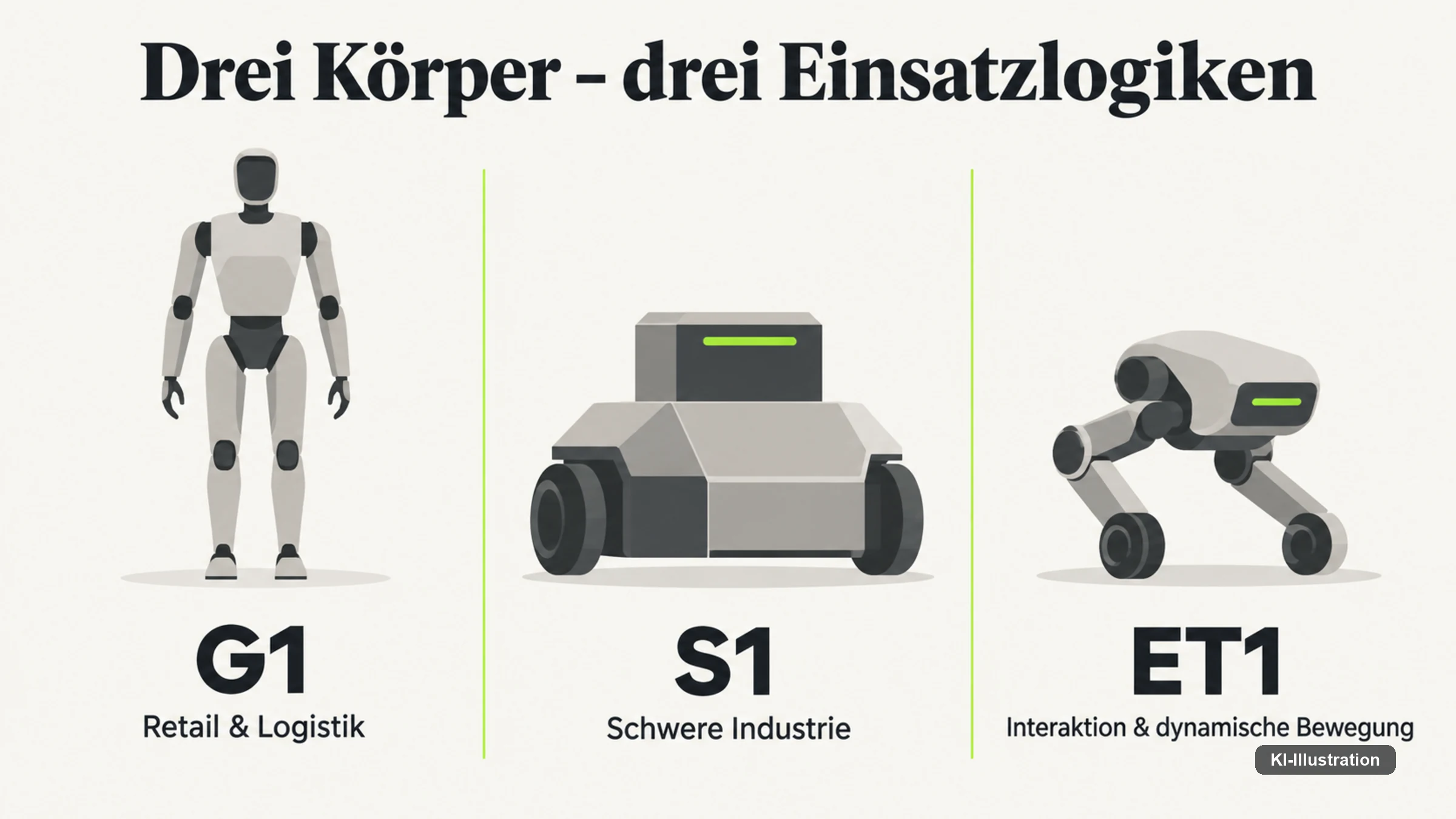 Die drei Produktlinien tragen die Rollen Handelsbetrieb, Industriearbeit und Bauformnachweis.