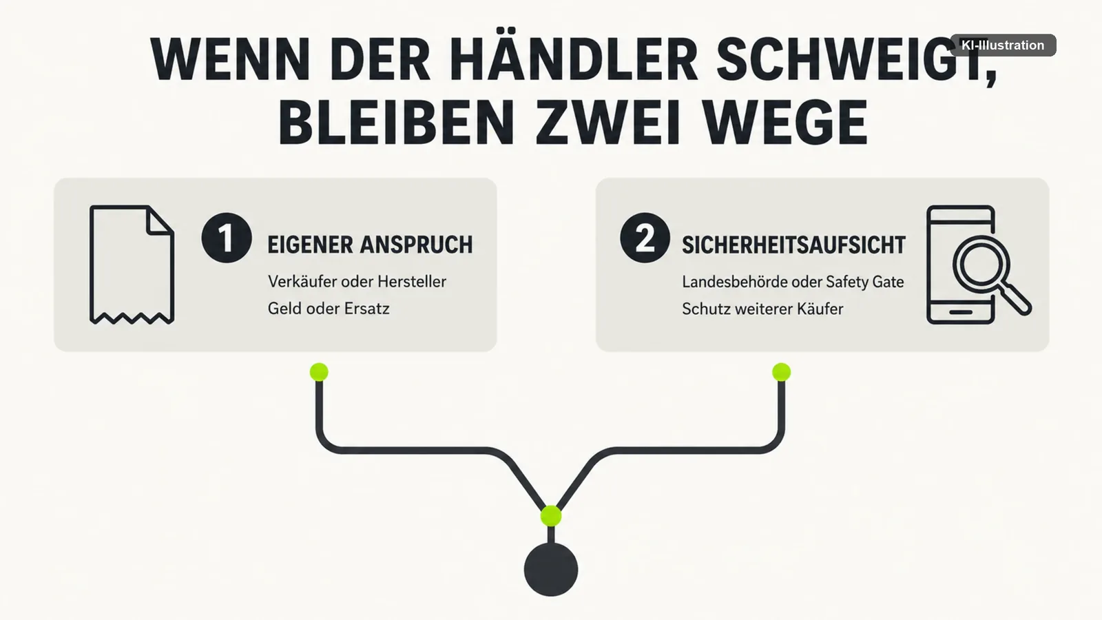Zwei Wege, die sich nach einer unbeantworteten Aufforderung trennen.