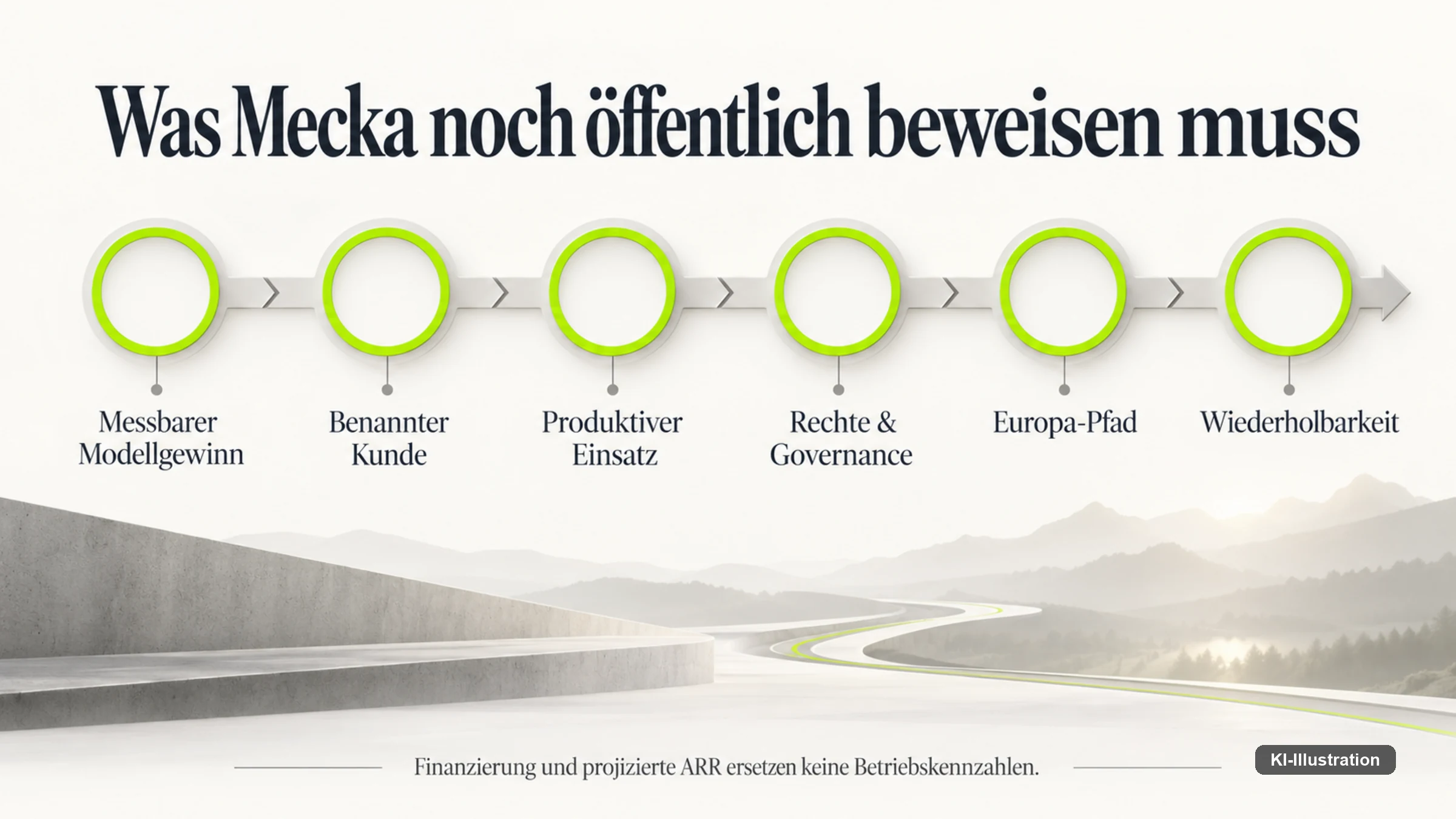Gegenüberstellung öffentlich belegter Punkte wie Finanzierung und Veröffentlichung mit offenen Punkten wie benannten Kunden und wiederkehrendem Umsatz.