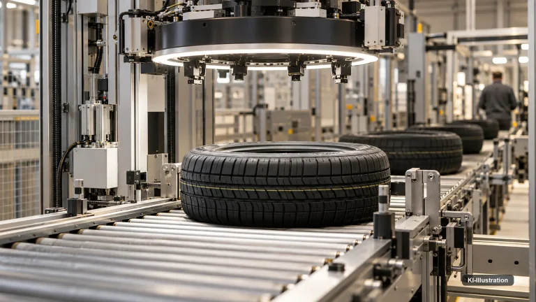 Blick in eine industrielle Fertigungshalle mit Maschinen und Arbeitsplätzen