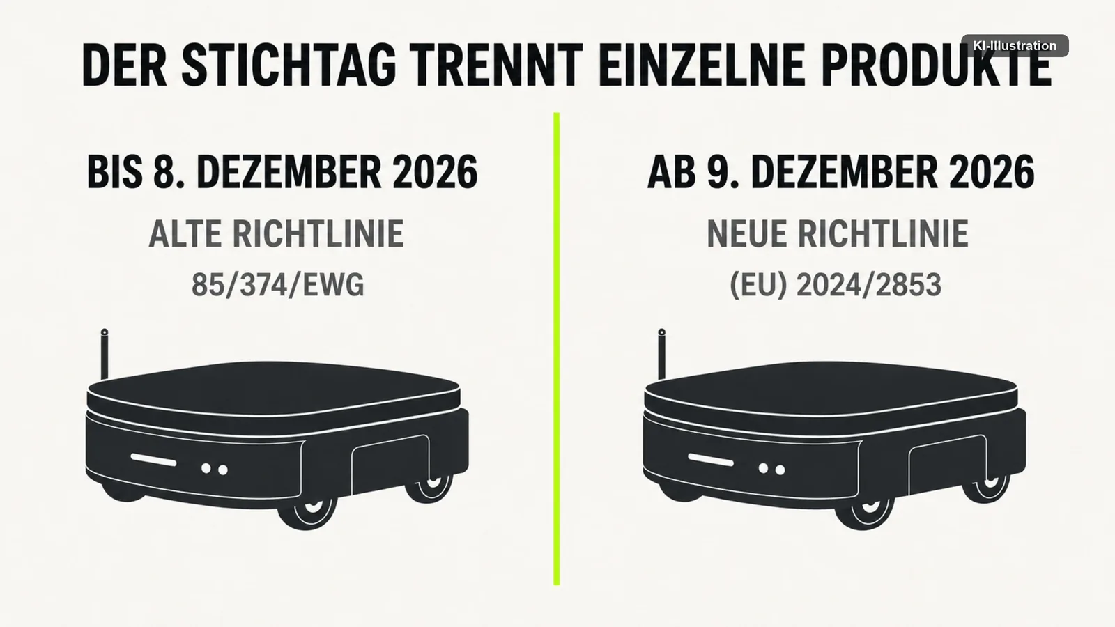 Zeitleiste mit dem Übergang zwischen altem und neuem Haftungsrecht.