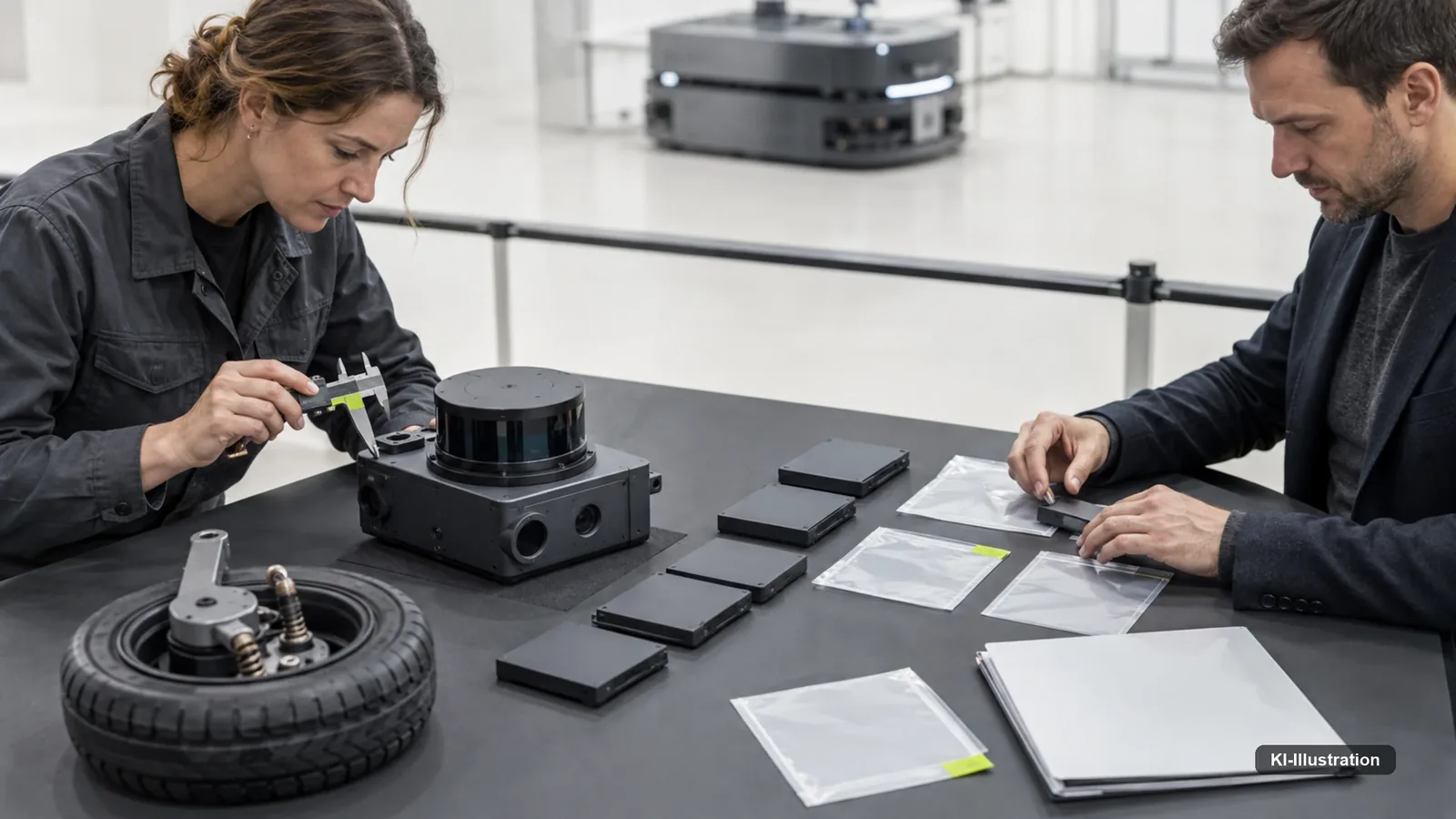 Techniker dokumentiert ein Gerät und seine Protokolldateien.
