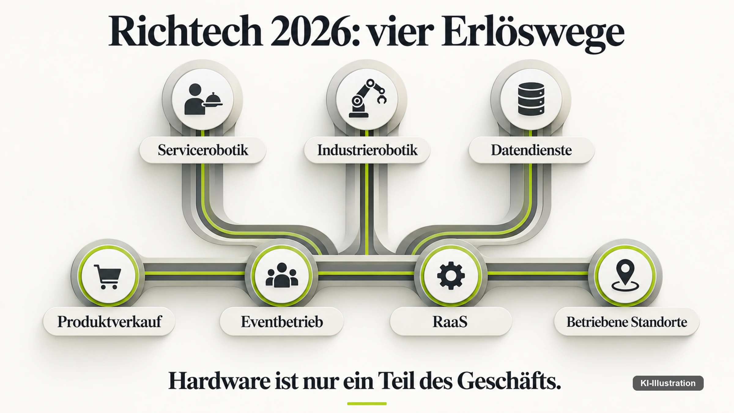 Gegenüberstellung von Kaufmodell und Vermietung mit unterschiedlicher Verteilung von Erlös, Wartung und Risiko.