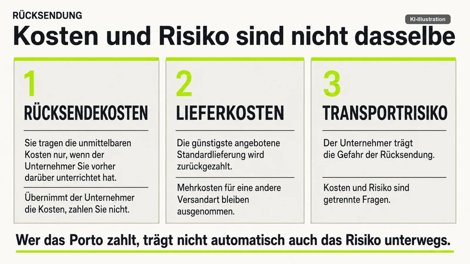 Zwei Pfeile zwischen Käufer und Verkäufer mit Kosten- und Risikoangaben.