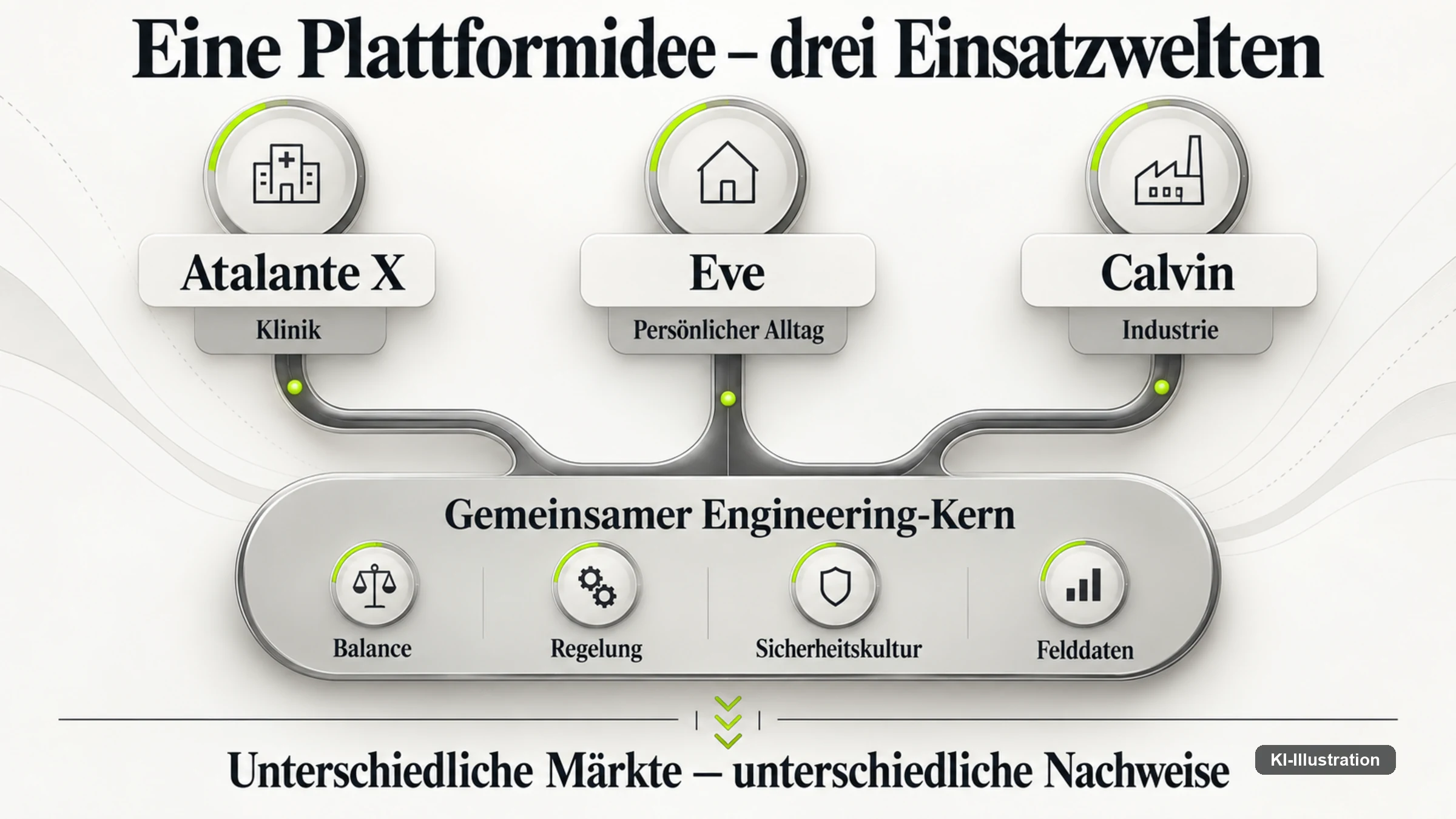 Drei Produkte stehen unter verschiedenen Regelungen: CE-gekennzeichnet, US-Freigabe, Industrieerprobung.